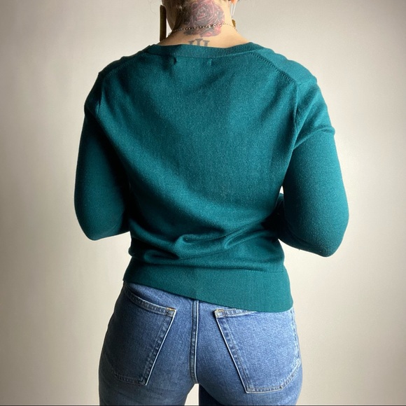 BANANA REPUBLIC V-Neck Cardigan Dark Teal Womens Small Petite - Picture 7 of 7